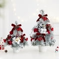 thumbnail image 4 of 15.7 Inch Mini Tabletop Christmas Tree with Ornaments, Snow Flocked Artificial Christmas Tree with Cowbells Berries Velvet Bow Pine Cones, Desktop Holiday Decor for Home Office, 4 of 5