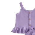 thumbnail image 5 of Babcutegg Girls’ Waffle Knit Ruffled Camisole Top & Shorts Set – Toddler Summer Outfit Purple Size 12-18Month, 5 of 7