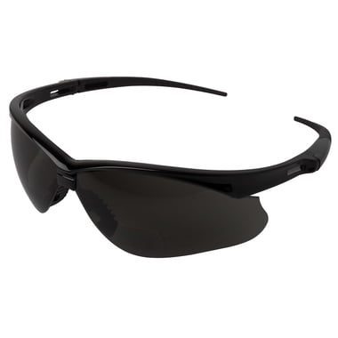 Jackson Nemesis Bifocal Safety Glasses - Black Frame 1.5 Smoke Lens, Neck Cord, and Lens Cleaning Bag