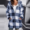 thumbnail image 3 of HANXIULIN Women's Plus Size Plaid Lined Hooded Jacket Button Up Oversized Fuzzy Coat Checkered Flannel Hoodie Jacket Blue 5XL, 3 of 4