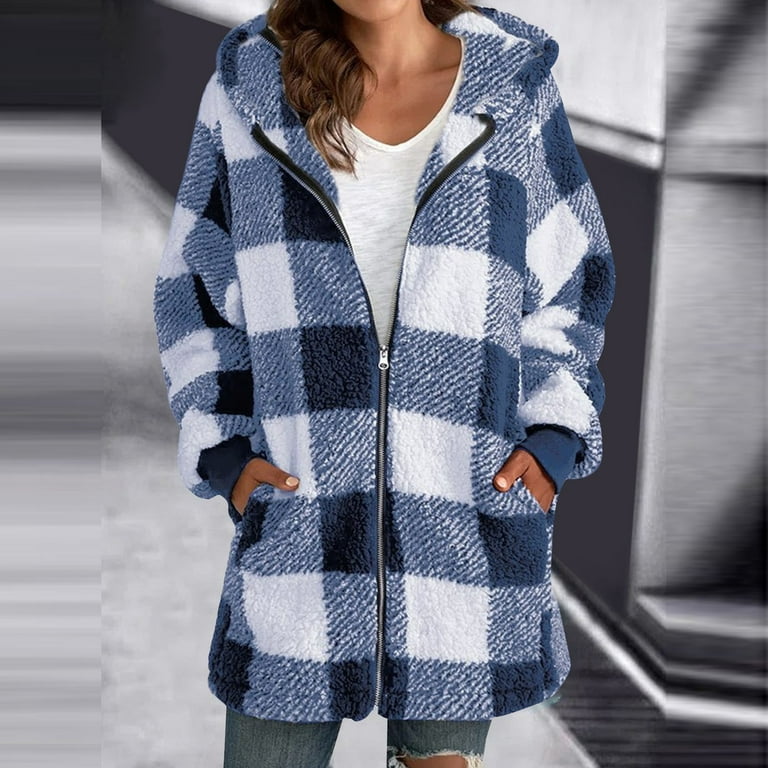 Fuzzy checkered jacket clearance