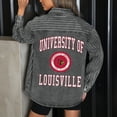 thumbnail image 6 of Women's Gameday Couture Black Louisville Cardinals Oversized Style's the Limit Micro-Rhinestone Stripe Washed Denim, 6 of 6