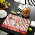 thumbnail image 4 of Christmas Placemats Gingerbread Man Tablemats for Dinner Table Red Stripes Wood Grain Table Mats for Christmas Holiday Cotton Linen Place Mats Indoor Set of 6, 4 of 6