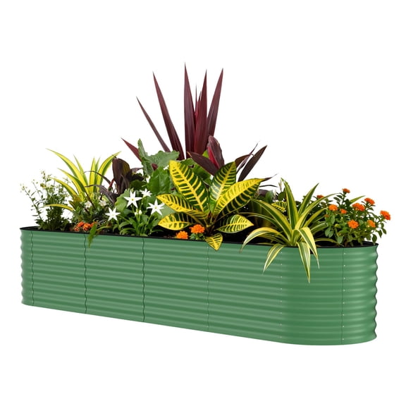 8x2x2 ft Galvanized Raised Garden Bed, 24" Tall Metal Planter Box for Vegetables Flowers Herbs, Rust-Resistant Outdoor Garden Box Easy Assembly