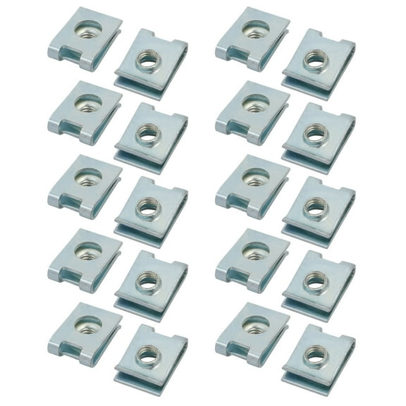 M4 14mmx10mm Iron White Zinc Plated Extruded U Nut Clip 20Pcs