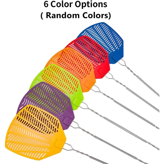 Fly Swatters 6 Pack Strong Multi Pack,Long Handle Durable,Fly Swat Shatter Bulk,Insects, Bugs Swatter Set That Work for Indoor and Outdoor (17 inches-Stainless-Steel)