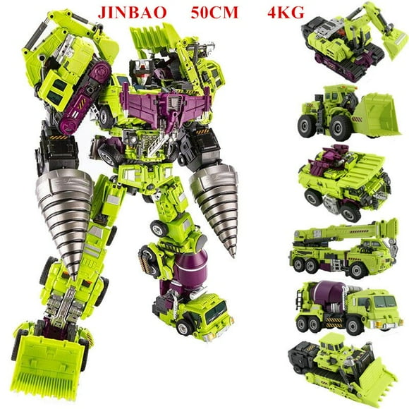 JINBAO 6 IN 1 NEW 50cm Devastator Transformation Toys Cool Oversize Robot Car Excavator KO GT Action Figure Model Kids Boy