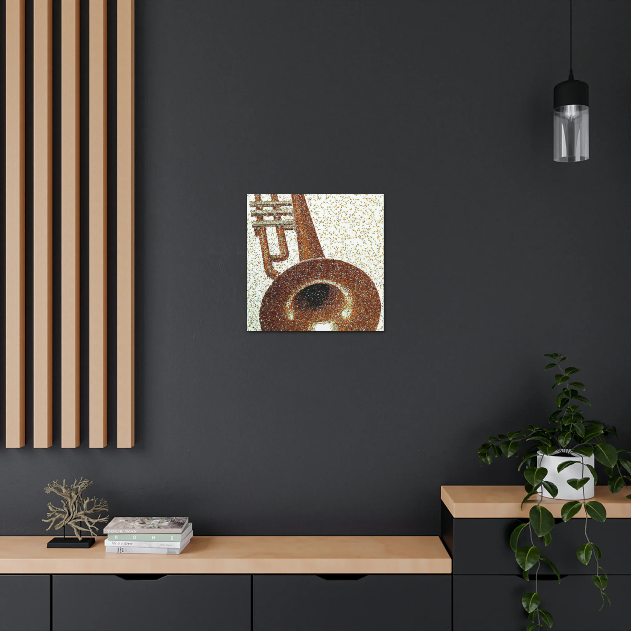 Trombone in Pointillism - Canvas
