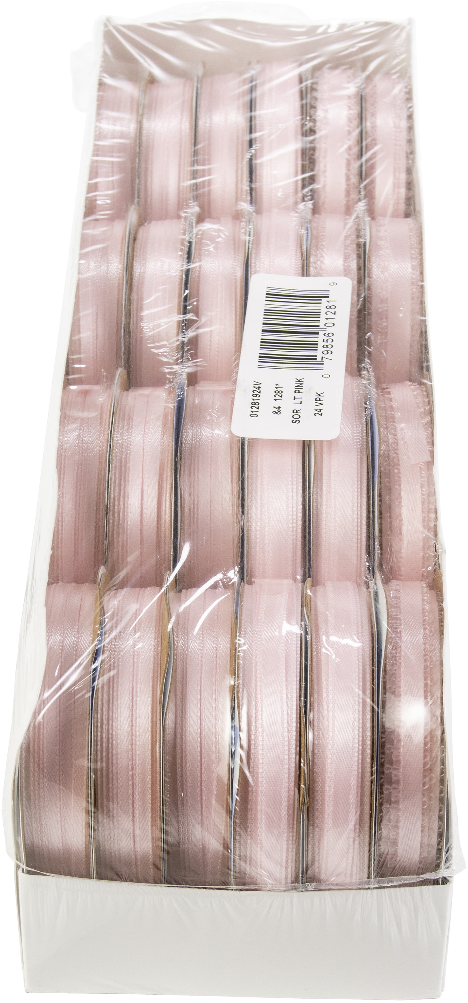 Offray Spool O' Ribbon Woven Edge Solid Assortment 24/PkgLight Pink