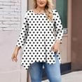 thumbnail image 4 of Enjoytime Women Blouses Polka Dots Round Neck 3/4 Sleeve Tops Business Casual Plus Size Shirts for Women Fashion Fall Winter Clothes 2025 White XXL, 4 of 5