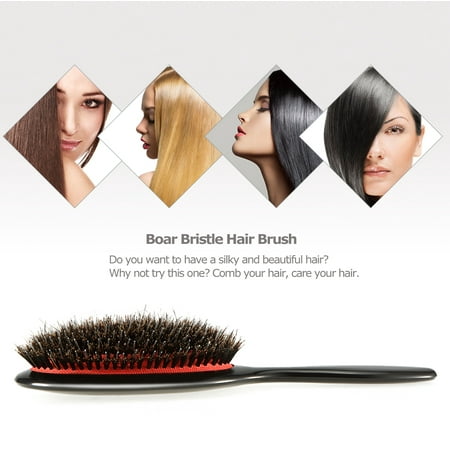 Boar Bristle Nylon Hair Brush Oval Anti Static Paddle Comb Scalp