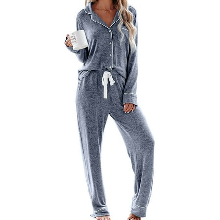 

Ekeka New Arrivals V Neck Drawstring Closure Two Piece Loungewear Women Pajama Set Long Sleeve Home