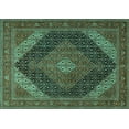 thumbnail image 1 of Ahgly Company Machine Washable Indoor Rectangle Medallion Turquoise Blue Traditional Area Rugs, 6' x 9', 1 of 4