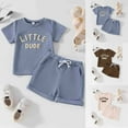 thumbnail image 4 of Gerichy Toddler Baby Boy Clothes Outfits Toddler Kids Boys 2PCS Pants Clothes Sets Short Sleeve LITTLE DUDE Letter Print Tops and Drawstring Pants Outfits Boys Summer Twopiece Set, 4 of 5