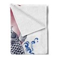 thumbnail image 2 of Japanese Soft Flannel Fleece Throw Blanket, Red Round Circle Illustration Print with Koi Fish and Water Splash Image, Cozy Plush for Indoor and Outdoor Use, 70" x 90", White, by Ambesonne, 2 of 5