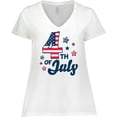 thumbnail image 3 of Inktastic 4th of July with Striped Stars Women's Plus Size V-Neck T-Shirt, 3 of 5