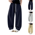 thumbnail image 2 of Barrel Sweatpants Girls Baggy Front Seam Drawstring Curved Wide Leg Sweatpants for Teen Girls Gym Y2k Sweats Pants Joggers, 2 of 6