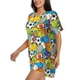 thumbnail image 2 of Wukai Various Balls Women's Pajama Set,Short-Sleeve Top and Shorts with Elastic Waistband and Pockets for Loungewear, Yoga, and Casual Wear-3X-Large, 2 of 8