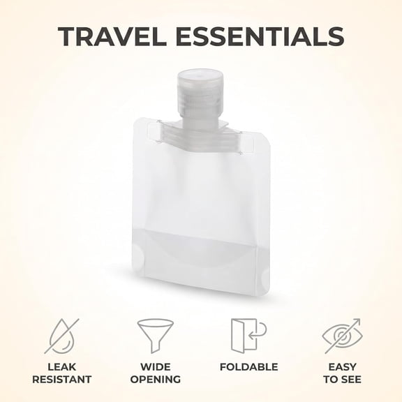 NORIZF Travel Size Refillable Squeeze Pouches 10Pcs Clear, Leakproof Toiletry Containers 30Ml for Shampoo Lotion Cosmetic Travel