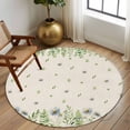 thumbnail image 2 of Round Rugs 7 Ft, Farmhouse Botancial Non Slip Area Rugs for Kitchen Bedroom Entryway, Pastoral Daisy Leaves Rustic Burlap Washable Carpet Runner Rug Floor Mats for Bedroom Home Decor, 2 of 8