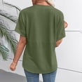 thumbnail image 3 of Stichou Womens Tops Casual Crew Neck Knit Shirts Short Sleeve T Shirts Loose Blouses Green M, 3 of 3