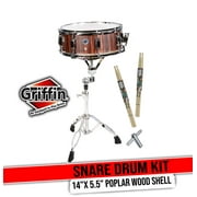 GRIFFIN Snare Drum Kit with Snare Stand, Wood, 14"