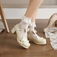 thumbnail image 4 of SACFOF Womens Sweet Cute Kawaii Platform Cosplay Shoes Chunky Mid Heels Mary Janes with Bow Buckles Strappy Pumps, 4 of 6