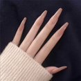 thumbnail image 1 of 24 piezas de uñas postizas extralargas, uñas postizas de color puro, uñas acrílicas artificiales brillantes para mujeres y niñas (rosa nude). Nota: sin pegamento., 1 of 5