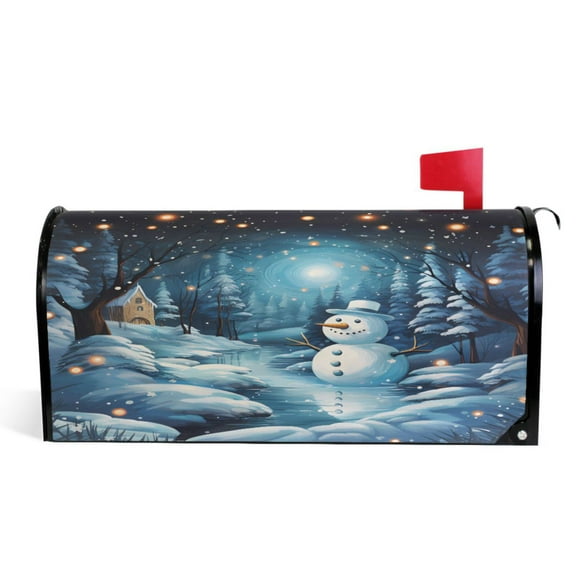 Ryvnso Mailbox Cover Christmas Snowman Magnetic Mailbox Wrap Standard Size 21x18 Inch