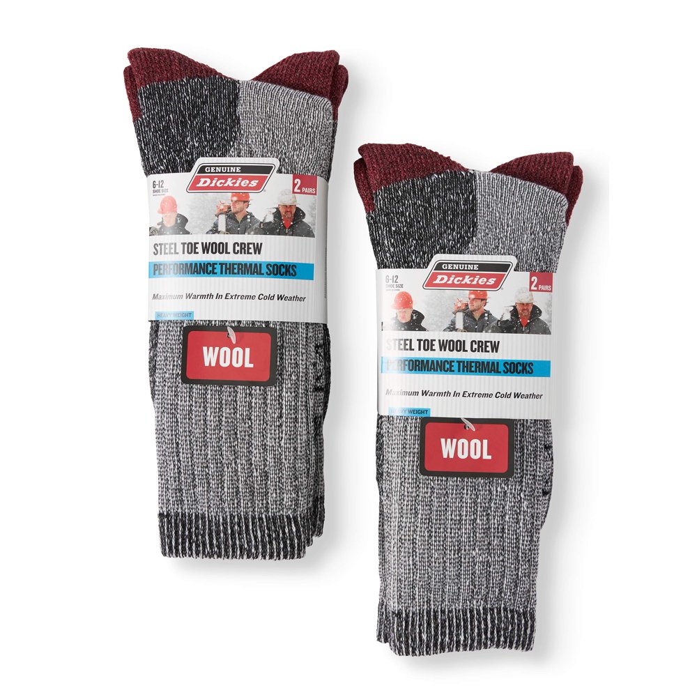 Dickies Genuine Dickies Men's Wool Thermal Steel Toe Crew Socks, 4Pack