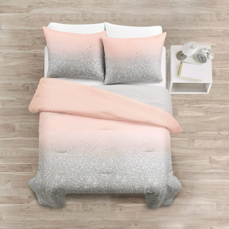 Glitter Ombre Metallic Print Comforter Yellow Gray 3Pc Set Full Queen Walmart