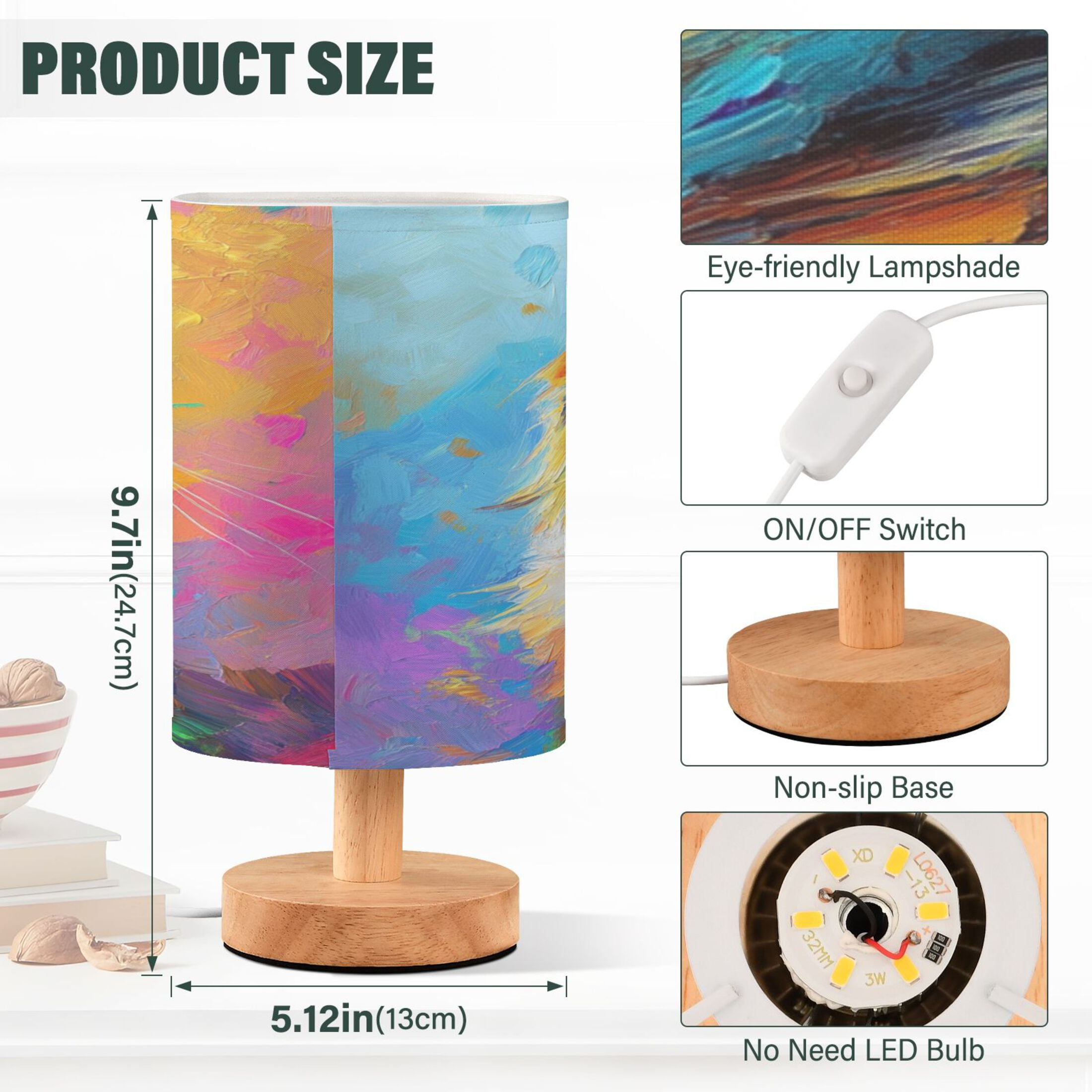 Desk Lamp Bedside Lamp 5.12x9.7In LED Lamp With USB Charging Interface For Bedroom Living Room Office Study Stylish Decoration Colorful Cartoon Cat