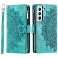 thumbnail image 5 of Galaxy S22 Case Zipper Wallet, Dteck Embossed PU Leather Folio Case with 8 Card Slots Wrist Lanyard Shoulder Strap Stand Cover for Samsung Galaxy S22, Green, 5 of 6