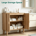 thumbnail image 4 of Smuxee Modern Wooden Bathroom Storage Cabinet with Carved Doors & Shelves, Freestanding Bathroom Storage Organizer,Oak, 4 of 6