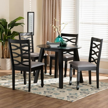 Baxton Studio Darina Modern Dining Set, 5-Piece Set, Dark Brown