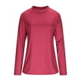 thumbnail image 4 of Floleo Women's Ribbed Turtleneck Fitted Tops Long Sleeve Shirts Basic Thermal Layering(Hot Pink,M), 4 of 9