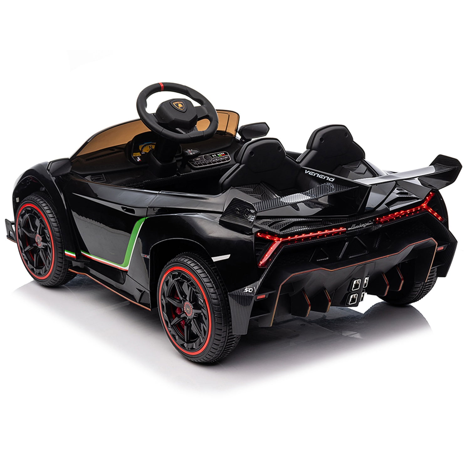 CIPACHO 12V Powered Ride Ons for Kids Licensed Lamborghini Poison Small Dual Drive Sports Car with 2.4G Remote Control, Black