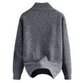 thumbnail image 3 of ASDFVBKG Mens Quarter Zip Pullover Sweater Long Sleeve Collar Lightweight Knit Pullover Casual Men Loose Trendy Cozy Fall Winter Solid Top Sweaters Light Gray L, 3 of 3