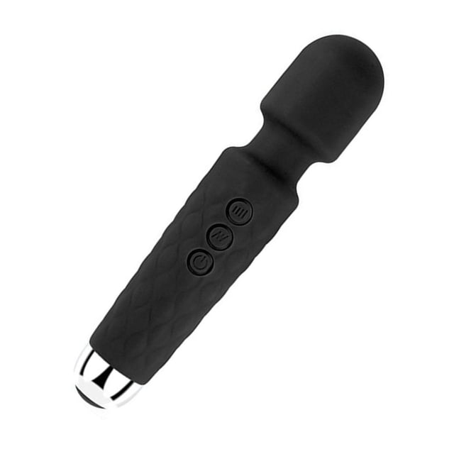Vibrating Massager 20 Frequency 8 Speed Waterproof Low Noise Rechargeable Women Vibration Massage Wand L Black