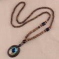 thumbnail image 1 of Cadena de suéter larga de madera estilo étnico retro, colgante Bodhi, collar de cuentas de madera, colgante de algodón y lino para hombres y mujeres, accesorios, 1 of 1