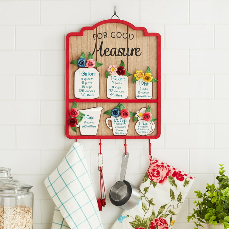 The Pioneer Woman Spring Painted MDF for Good Measure Decorative Sign with  Hooks, Brown, 11.375 x 16.5 