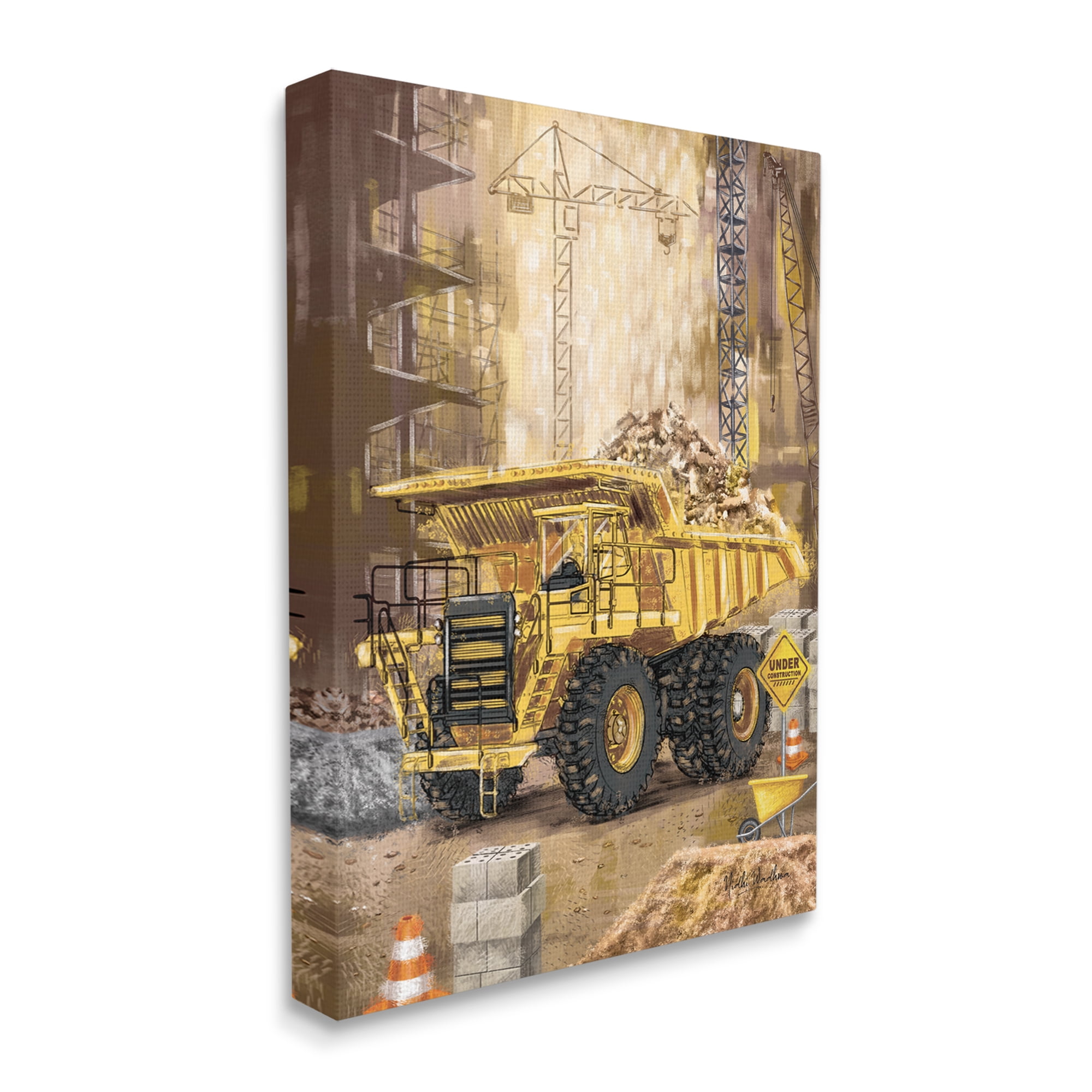 Stupell Industries Under Construction Site Transportation Painting Gallery Wrapped Canvas Art Print Wall Art, 16 x 20