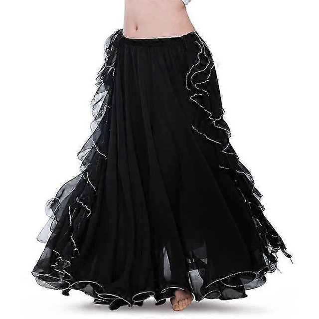 Belly Dance Skirts Oriental Double High Slits Belly Dance Costume Skirt For Women Skirt Belly Dance (Without Belt)