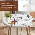 thumbnail image 4 of Blue Red Diamond Round Tablecloth, Fitted Table Cover with Elastic for 55"-60" Round Tables, Modern Geometric Middle Century Table Cloth Outdoor Indoor Dinning Party Waterproof Tablecloths, 4 of 7