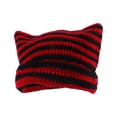 thumbnail image 1 of Gorro de crochet, gorro de punto, tocado holgado, estilo vintage, accesorios hechos a mano, ropa Negro y rojo, 1 of 9