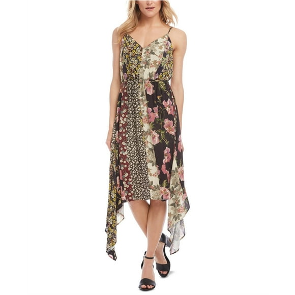 Karen Kane Womens Mixed-Print Cami Slip Dress, Multicoloured, Small