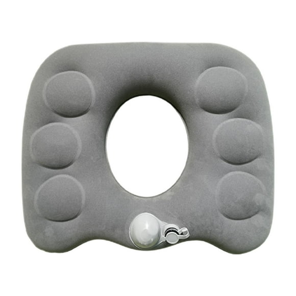 Almohada inflable con forma de dona, cojín para asiento, fácil de limpiar, diseño hueco, cojín para el trasero, almohadilla para sentarse para viajes gris