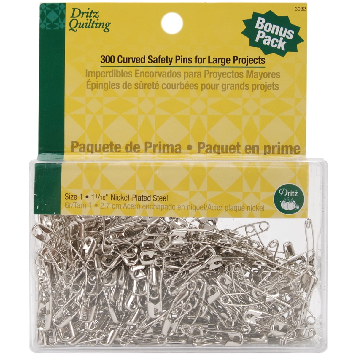 Dritz Quilting 3032 Curved Safety Pins for Large Projects, Bonus Pack