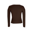 thumbnail image 6 of YYDGH Women's Long Sleeve Shirts Crewneck Ribbed Knitted Slim Fitted Tops Basic Fall Dressy Casual Scoop Neck Blouse Coffee L, 6 of 7