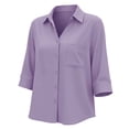 thumbnail image 3 of Maplenight Button Down Shirts for Women 3/4 Sleeve Collared Shirt with Pocket Relaxed Fit Work Office Business Casual Tops, 3 of 6
